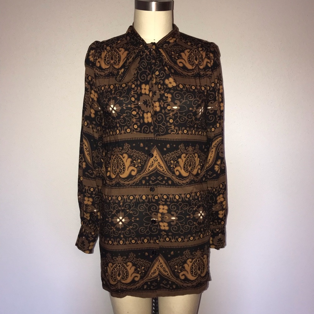 Black and Brown Button Up Top